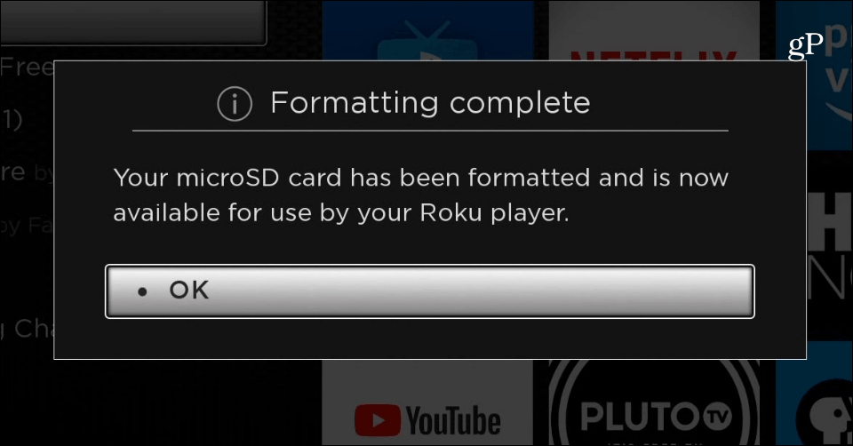 פורמט כרטיס ה- MicroSD Roku Ultra Complete