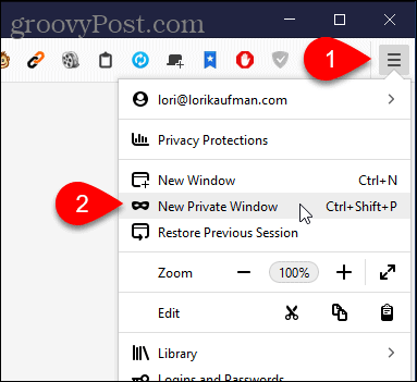 בחר חלון פרטי חדש ב- Firefox עבור Windows