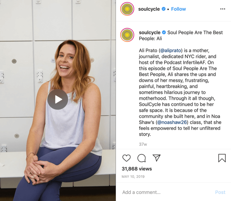 סרטון המלצות של לקוחות IGTV מבית SoulCycle