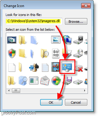 צילום מסך של Windows 7 - כיצד למצוא סמלי ברירת מחדל של Windows 7