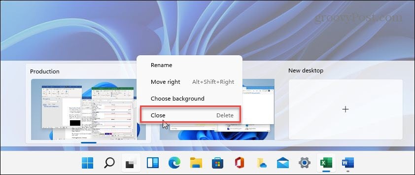 סגור שולחן עבודה וירטואלי Windows 11
