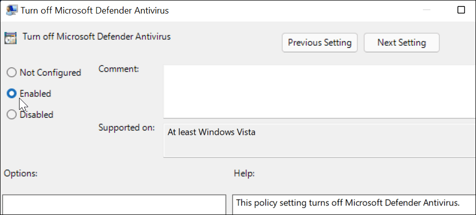 כבה את האנטי וירוס של Microsoft Defender