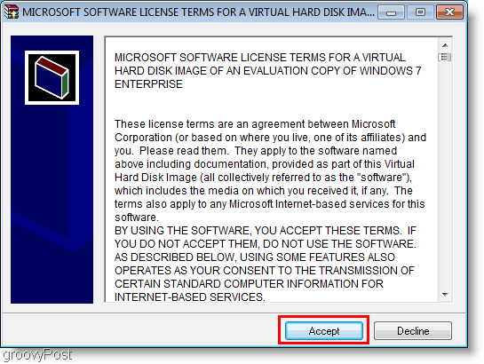 רישיון התקנה של Windows 7 VHD