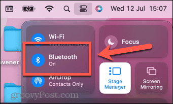 מרכז הבקרה של Mac Bluetooth