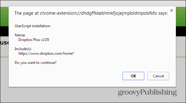 מבנה עץ Dropbox של Chrome להתקין סקריפט