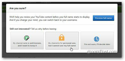 שם אמיתי של YouTube מסרב להשתמש בשם המלא