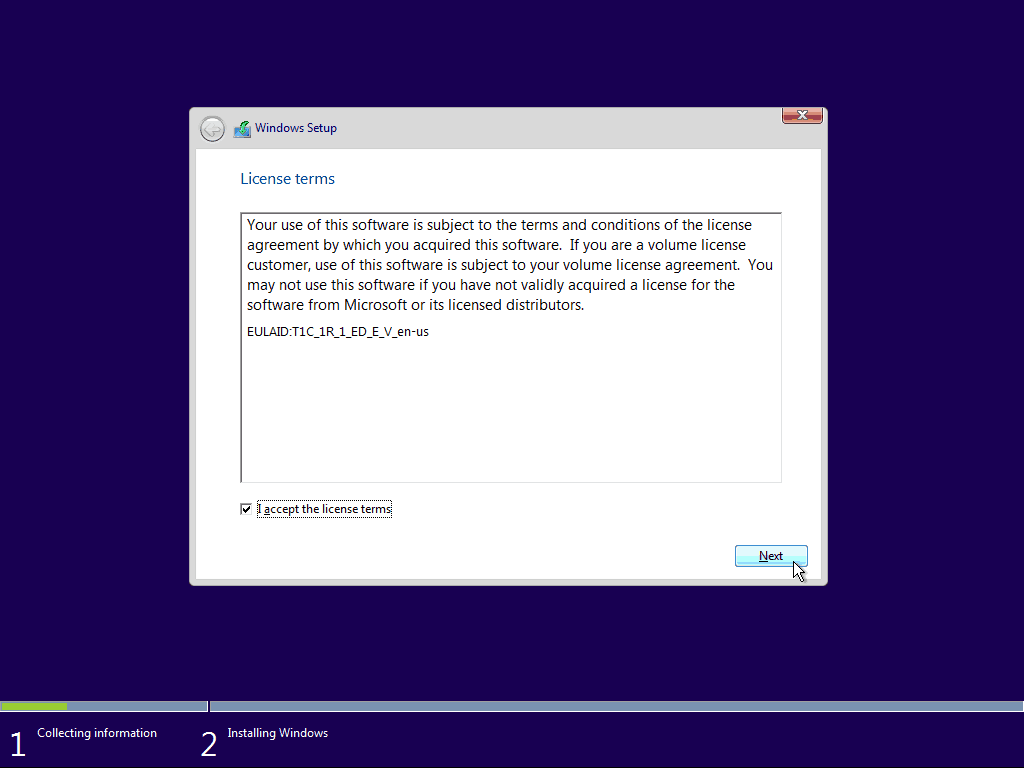 03 EULA התקנה נקייה של Windows 10