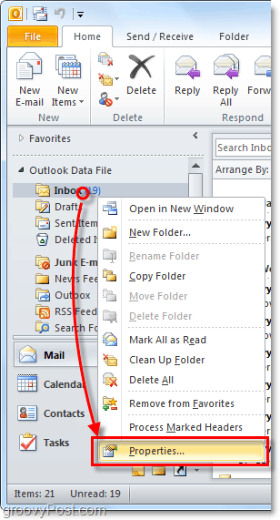 התאם את תכונות הארכיון האוטומטי עבור תיקיות בודדות של Outlook 2010