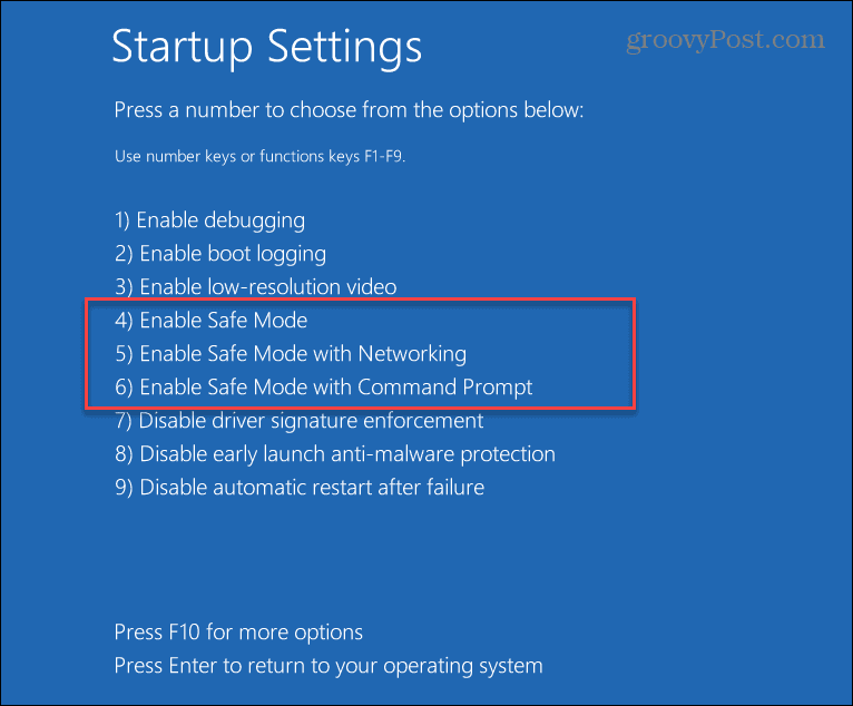 הגדרות הפעלה של מצב בטוח Windows 11