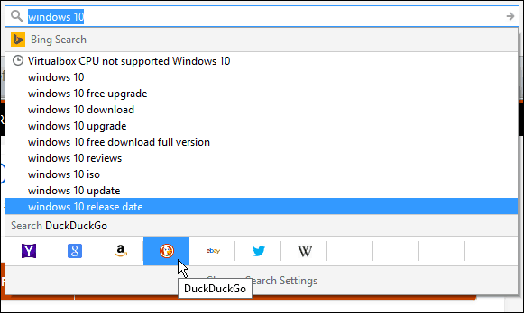 תיבת החיפוש של Firefox