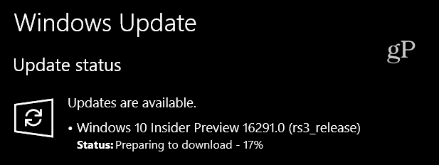 תצוגה מקדימה של Windows 10 Insider Build 16291