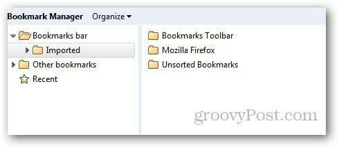 העבר סימניות Firefox 10