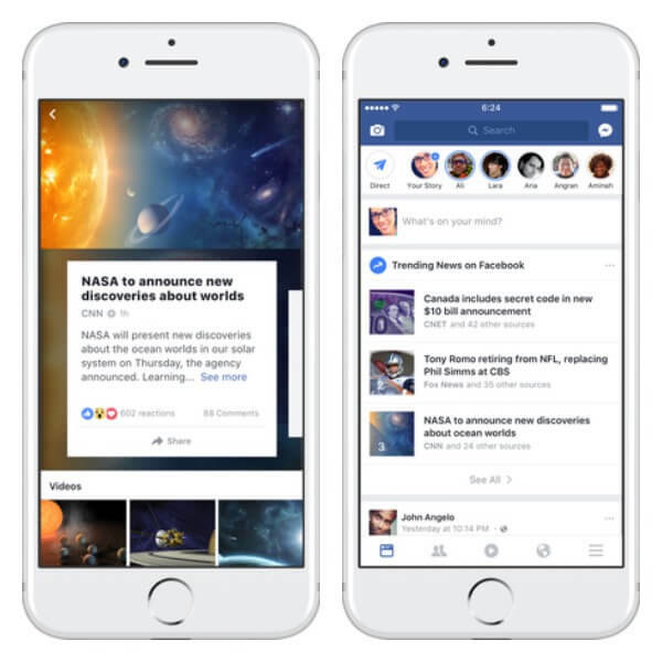 פייסבוק עיצבה מחדש את עמוד התוצאות המגמות באייפון ובודקת דרך חדשה להקל על המשתמשים למצוא רשימה של נושאים מגמתיים בעדכון החדשות.