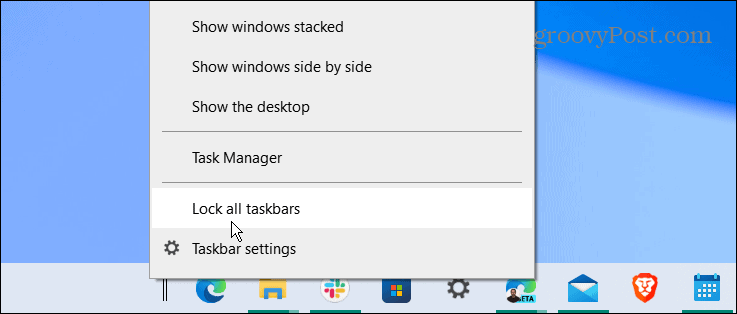 נעל את כל שורת המשימות במרכז שורת המשימות של Windows 10