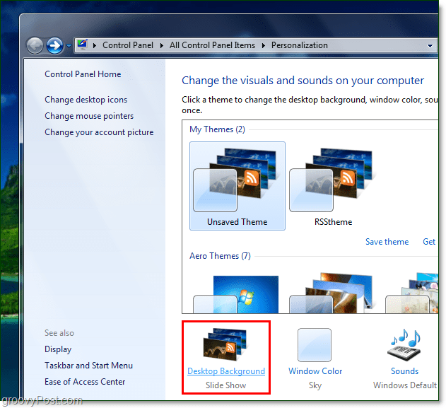 כיצד לסובב את תמונת הרקע של Windows 7 באמצעות עדכון RSS