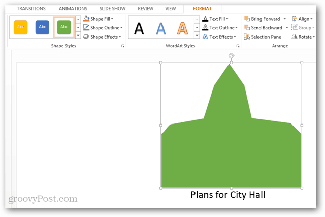 דוגמה לצורה מותאמת אישית שנוצרה ב- Powerpoint 2013