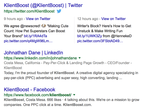 דוגמה לכיסוי klientboost בדף התוצאות של מנועי החיפוש