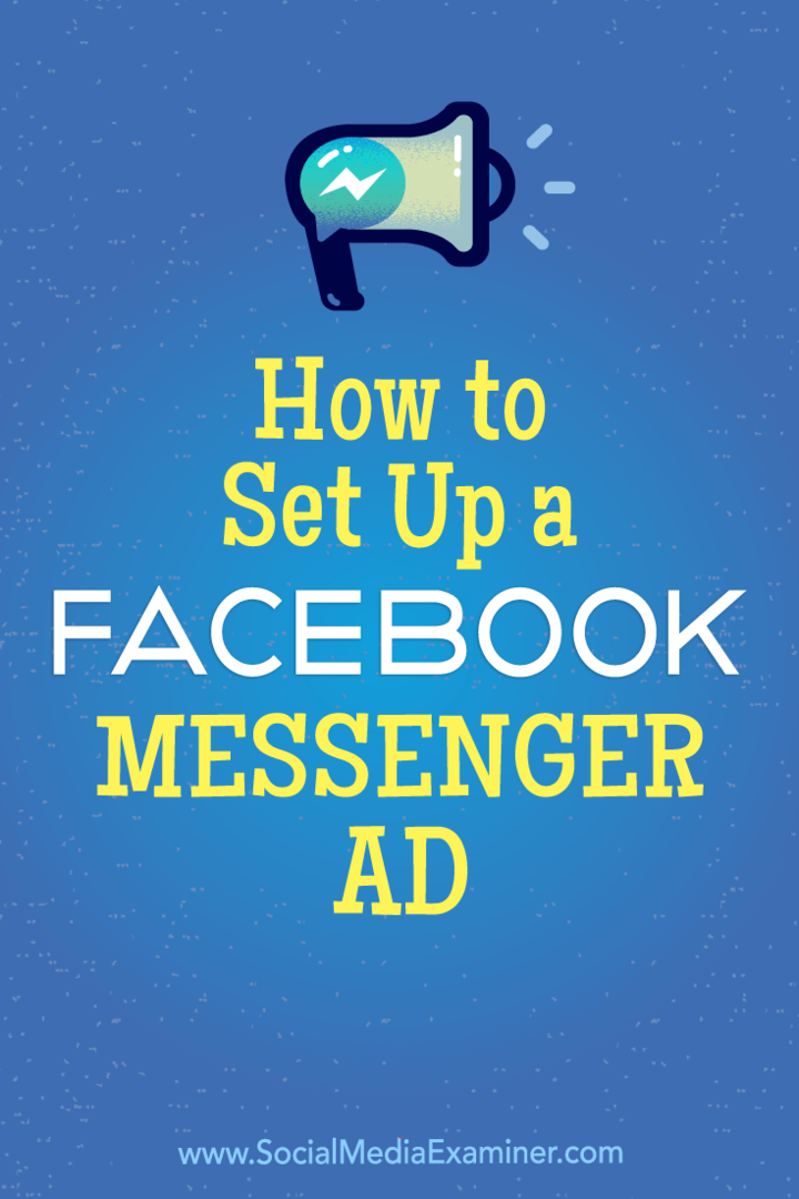 כיצד להגדיר מודעת מסנג'ר של פייסבוק מאת תמי קנון בבודקת המדיה החברתית.