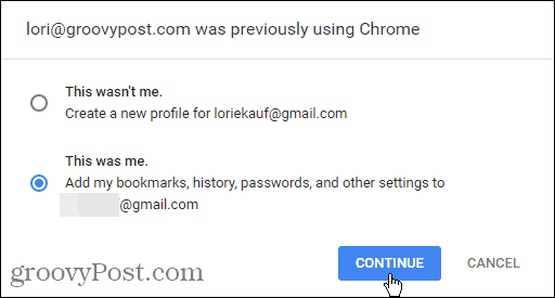 דוא"ל השתמש בעבר ב- Chrome