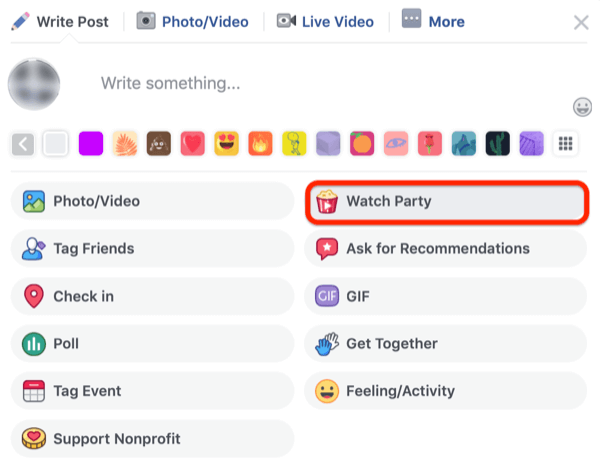 שלב 1 כיצד להפעיל את מסיבת הצפייה בפייסבוק בקבוצת הפייסבוק