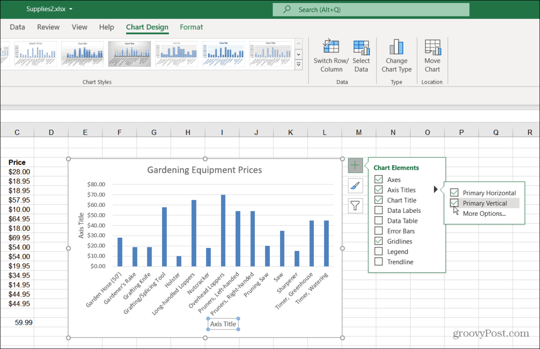 רכיבי תרשים Excel