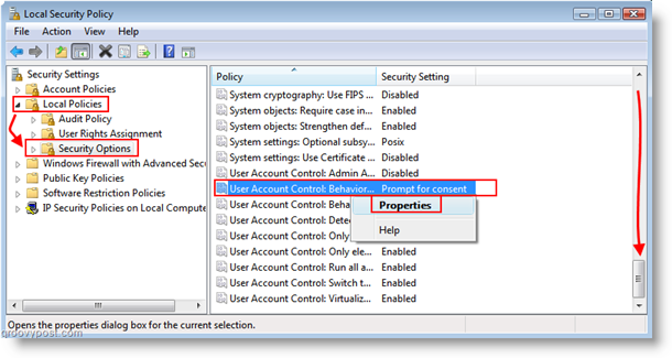 הגדר התנהגות חשבון משתמש לבקרת חשבון משתמש (UAC) של Windows Vista