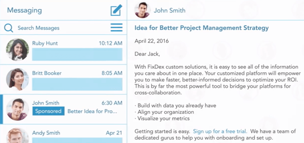 כיצד ליצור מודעות מבוססות מטרות LinkedIn, דוגמת מודעות InMail בחסות ג'ון סמית '