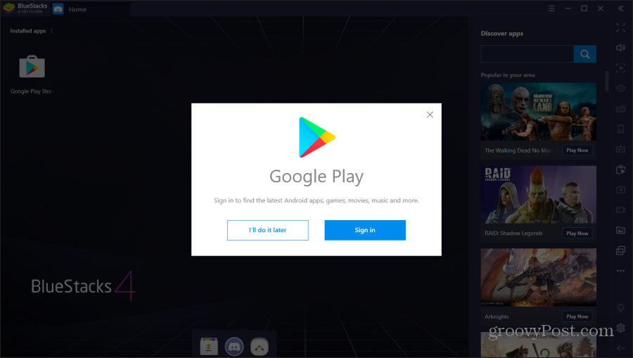 התחברות ל- Google Play על Bluestacks