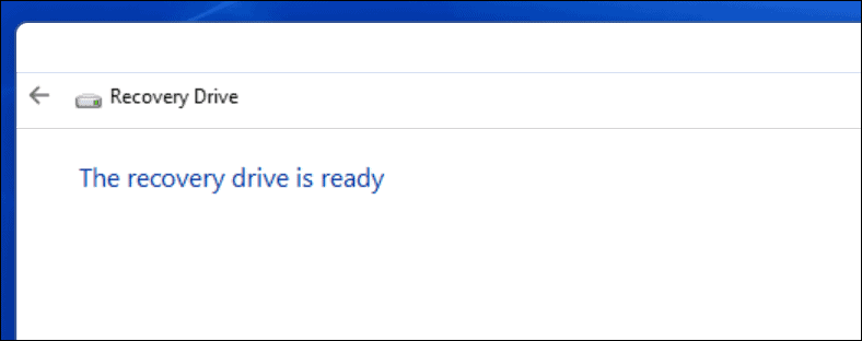 כונן השחזור הסתיים Windows 11
