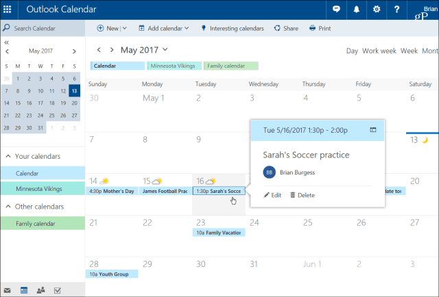 לוח השנה של Outlook