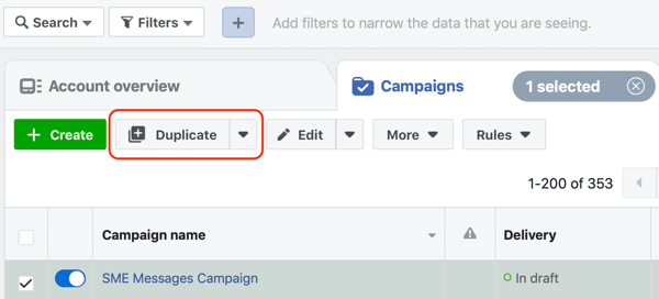 כיצד להמיר מבקרים באתר עם מודעות פייסבוק מסנג'ר, שלב 1, קמפיין כפול