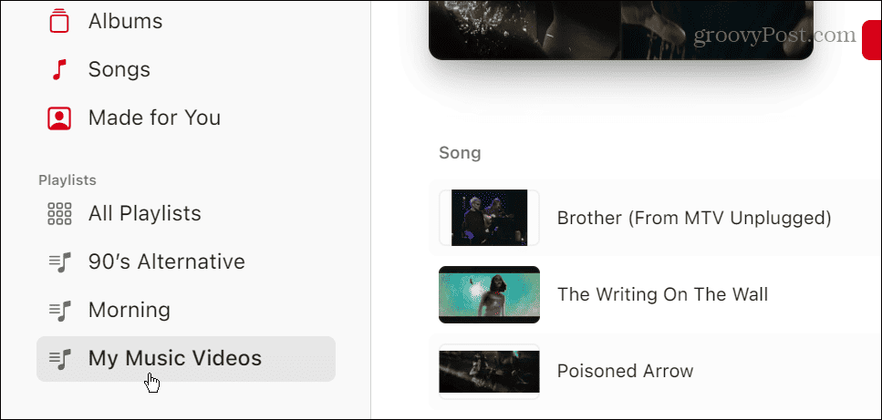רשימות השמעה של וידאו ב-Apple Music