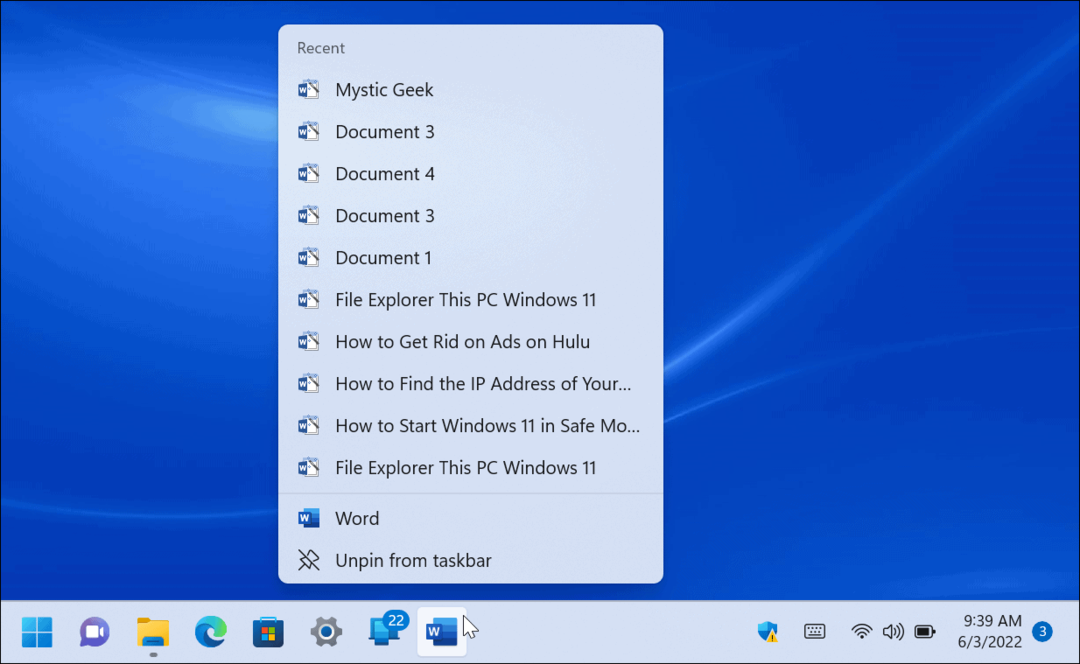 רשימות קפיצה ב-Windows 11