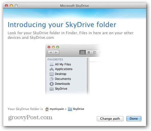מיקום מקינטוש SkyDrive