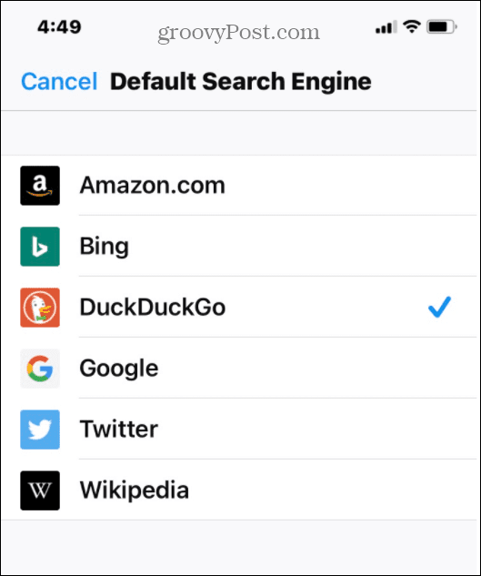 Firefox בחר ברשימת חיפוש ברירת מחדל