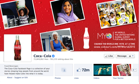 עמוד הפייסבוק של קוקה קולה