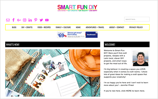 זהו צילום מסך של Smart Fun DIY, בלוג המנוהל על ידי ג