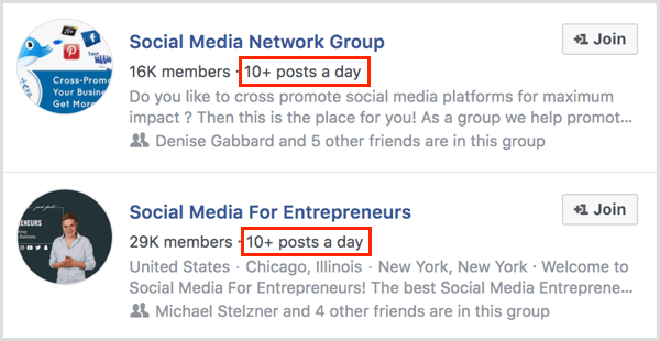 דוגמאות למספר פוסטים ביום לקבוצת פייסבוק