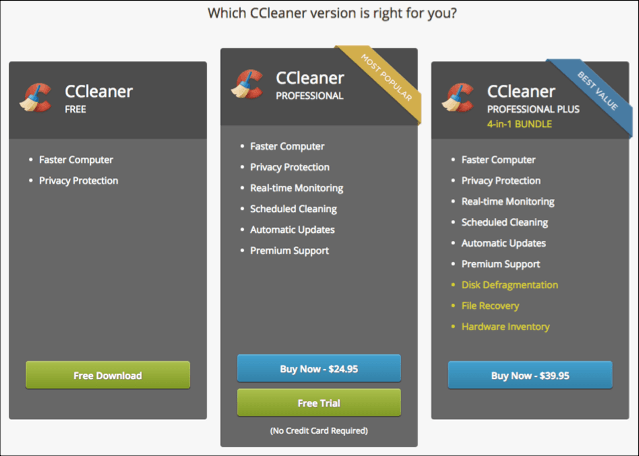 השוואה בין תוכנית CCLeaner