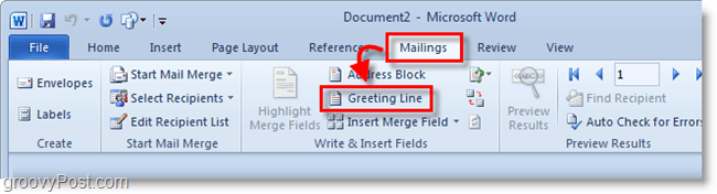 צילום מסך של Outlook 2010 - לחץ על שורת ברכה מתחת לדוור
