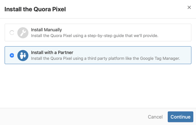 שלב 2 כיצד להתקין פיקסל Quora עם מנהל התגים של Google