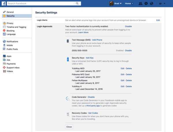 משתמשי פייסבוק יכולים כעת לרשום מפתח אבטחה פיזי כדי להגן על חשבון הפייסבוק שלהם.