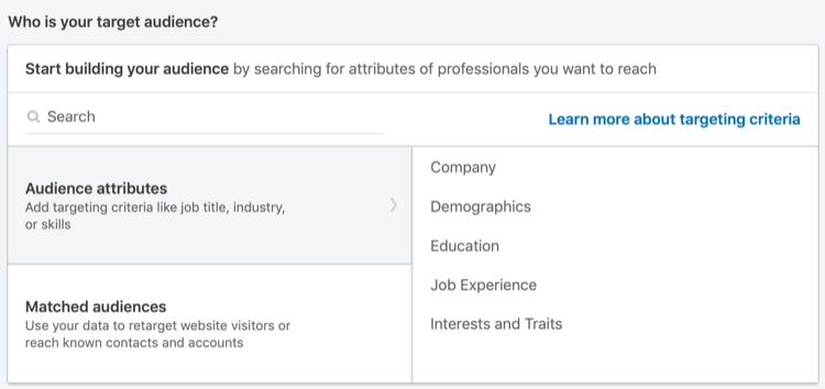 תכונות קהל למודעות LinkedIn