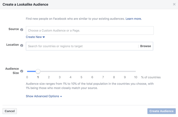 הגדרה אם משתמשים בקהל דומה למסע פרסום של לידים בפייסבוק.