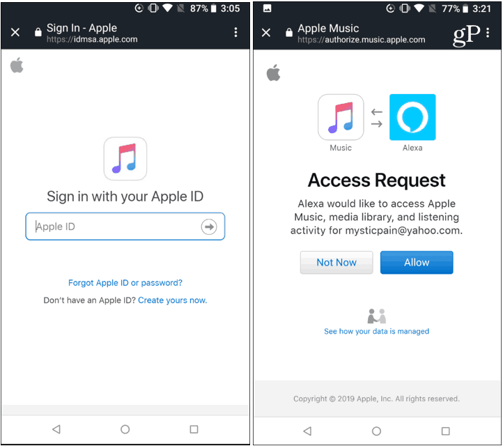 קשר את Apple Music עם Alexa