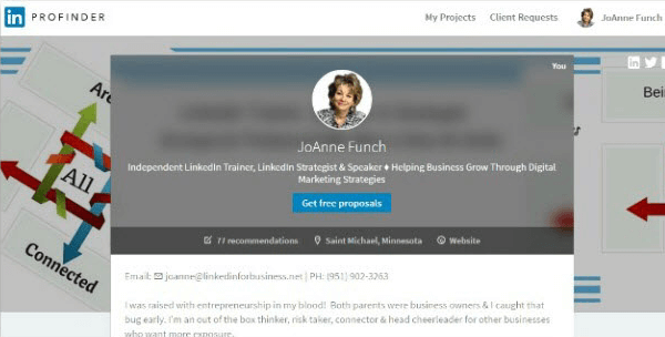 פרופיל profinder של LinkedIn
