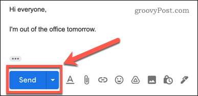 לחצן השליחה של Gmail