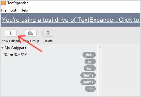 TextExpander להוסיף קטע טקסט