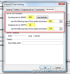 קבע את התצורה של Outlook 2007 עבור חשבון IMAP של GMAIL