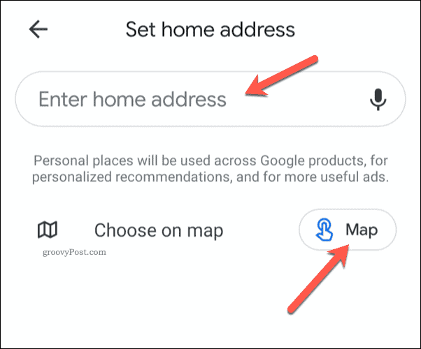הגדרת כתובת הבית של מפות Google בנייד